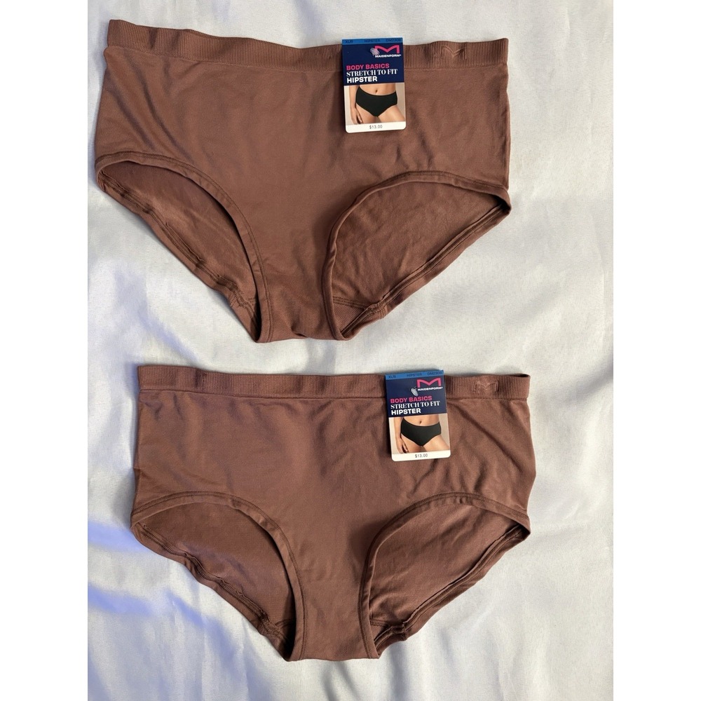 NEW Maidenforn Seamless Hipster Underwear DM2308 2 Pair Women's Xlarge 8 Brown
